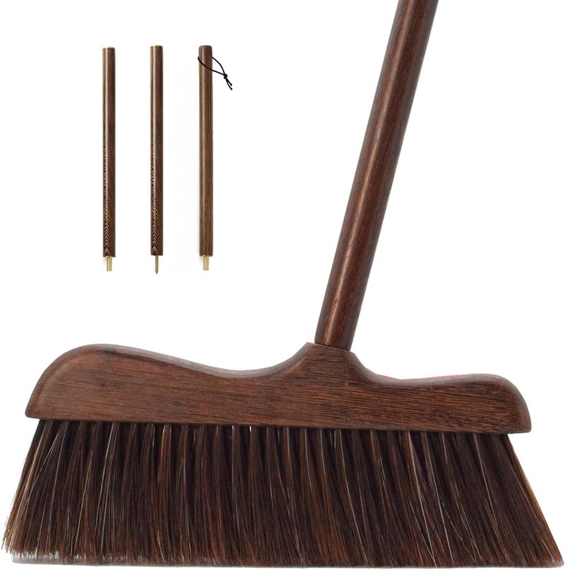NBGYTECH Wood Broom with Long Handle Soft Bristle Sweeper Broom Indoor Hand Brooms for Home Kitchen Office Pet Hair Removal - Image 1
